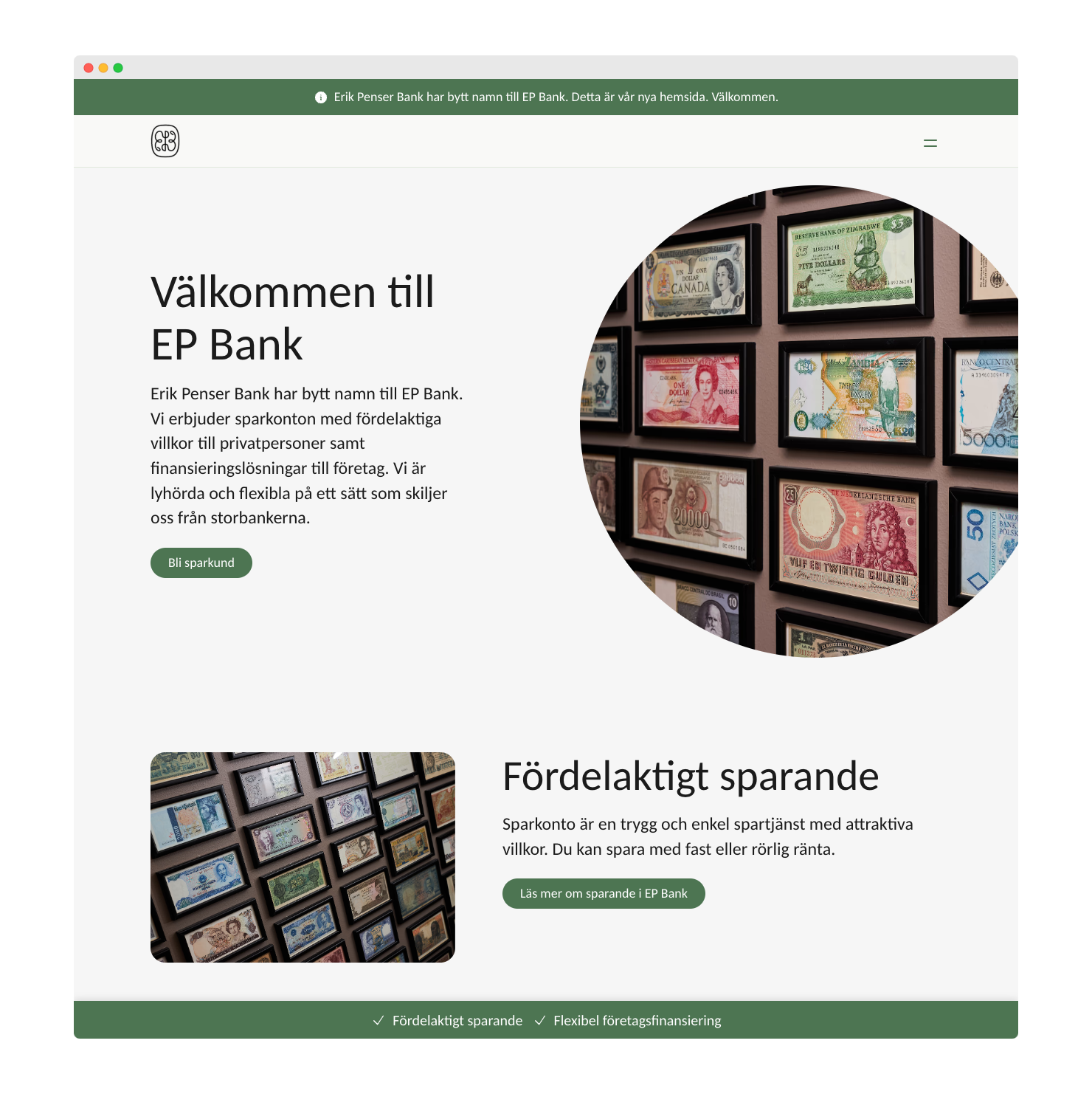 Erik Penser Bank hemsida