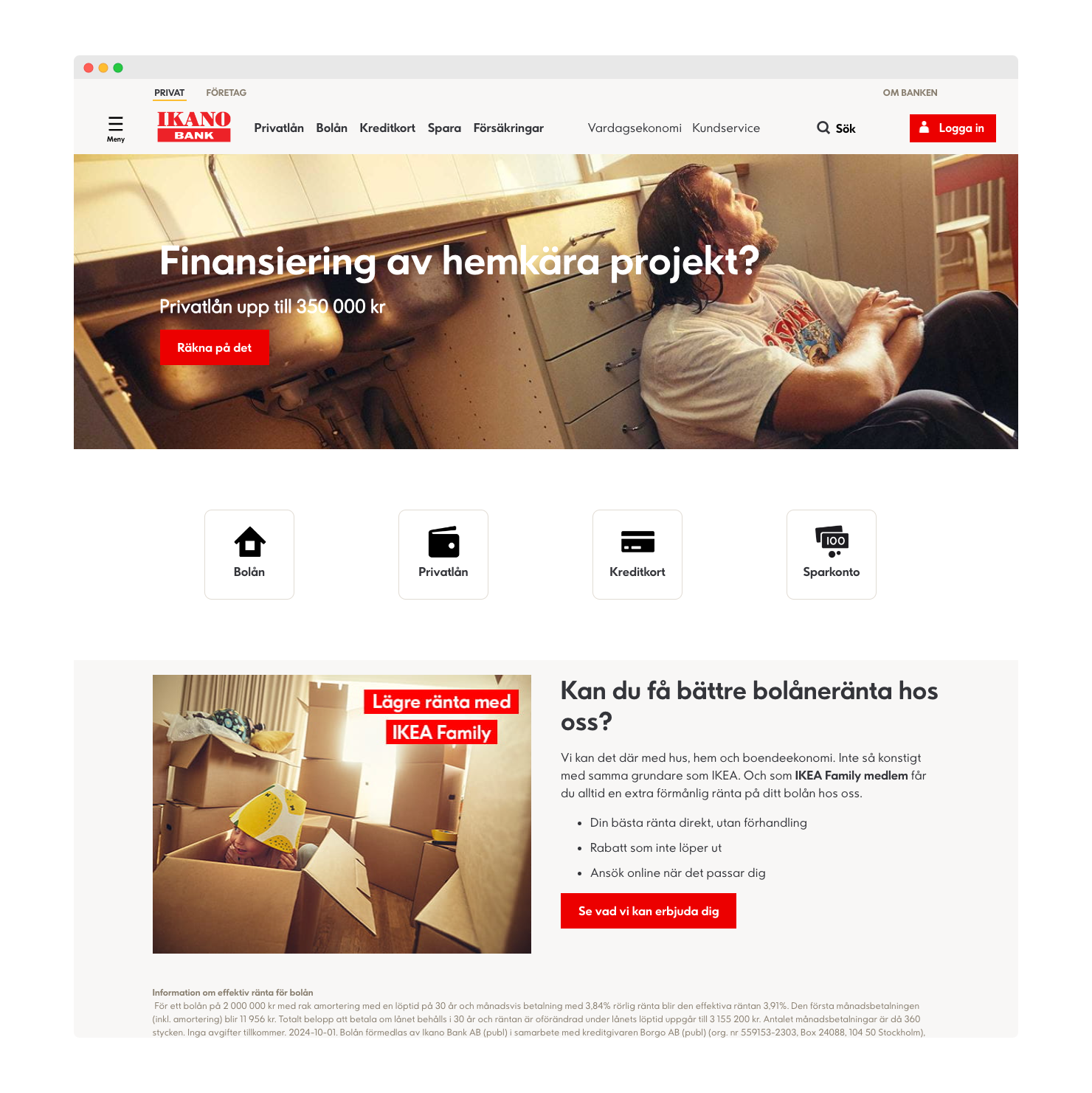Ikano bank hemsida