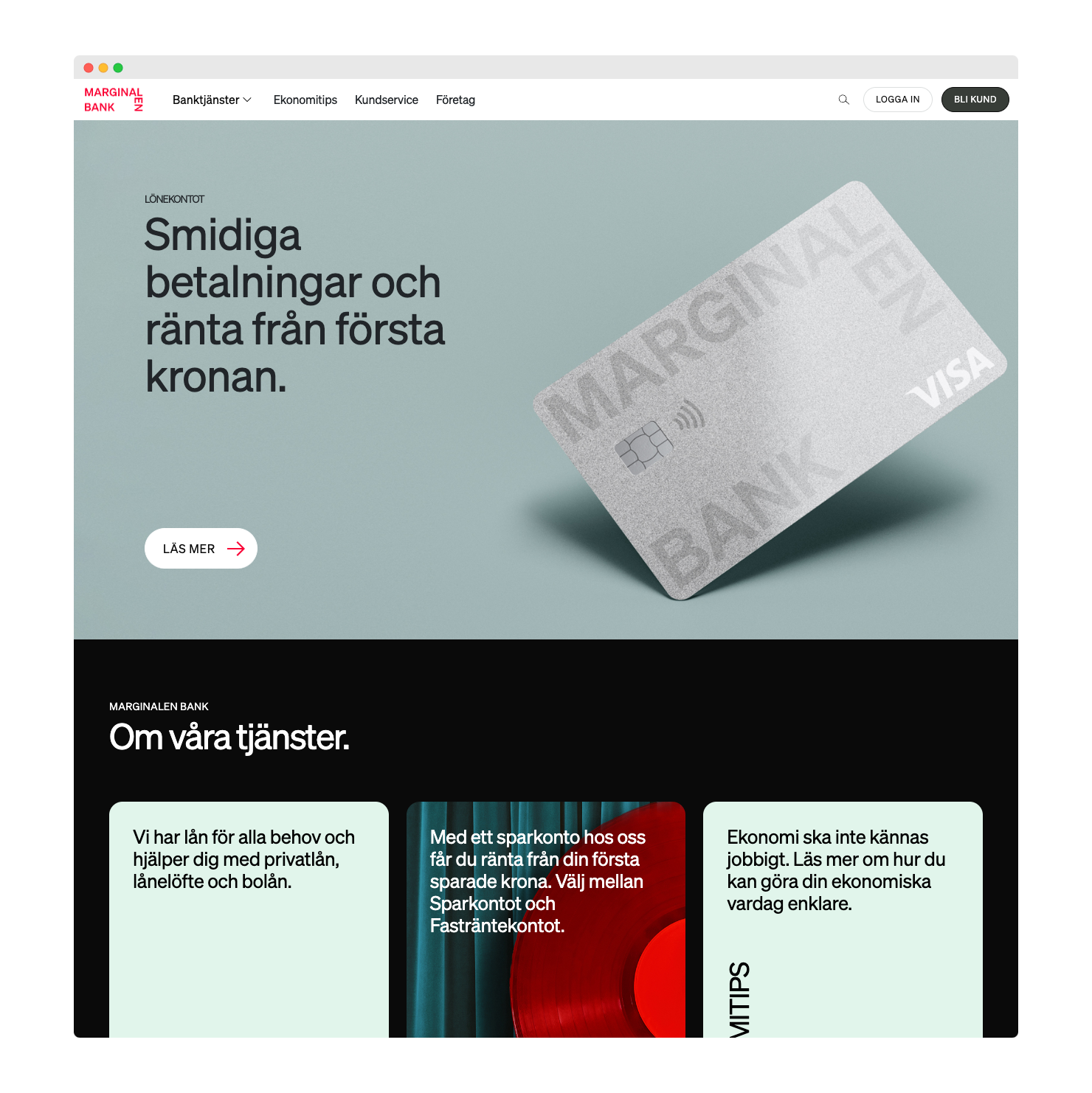 Marginalen bank hemsida