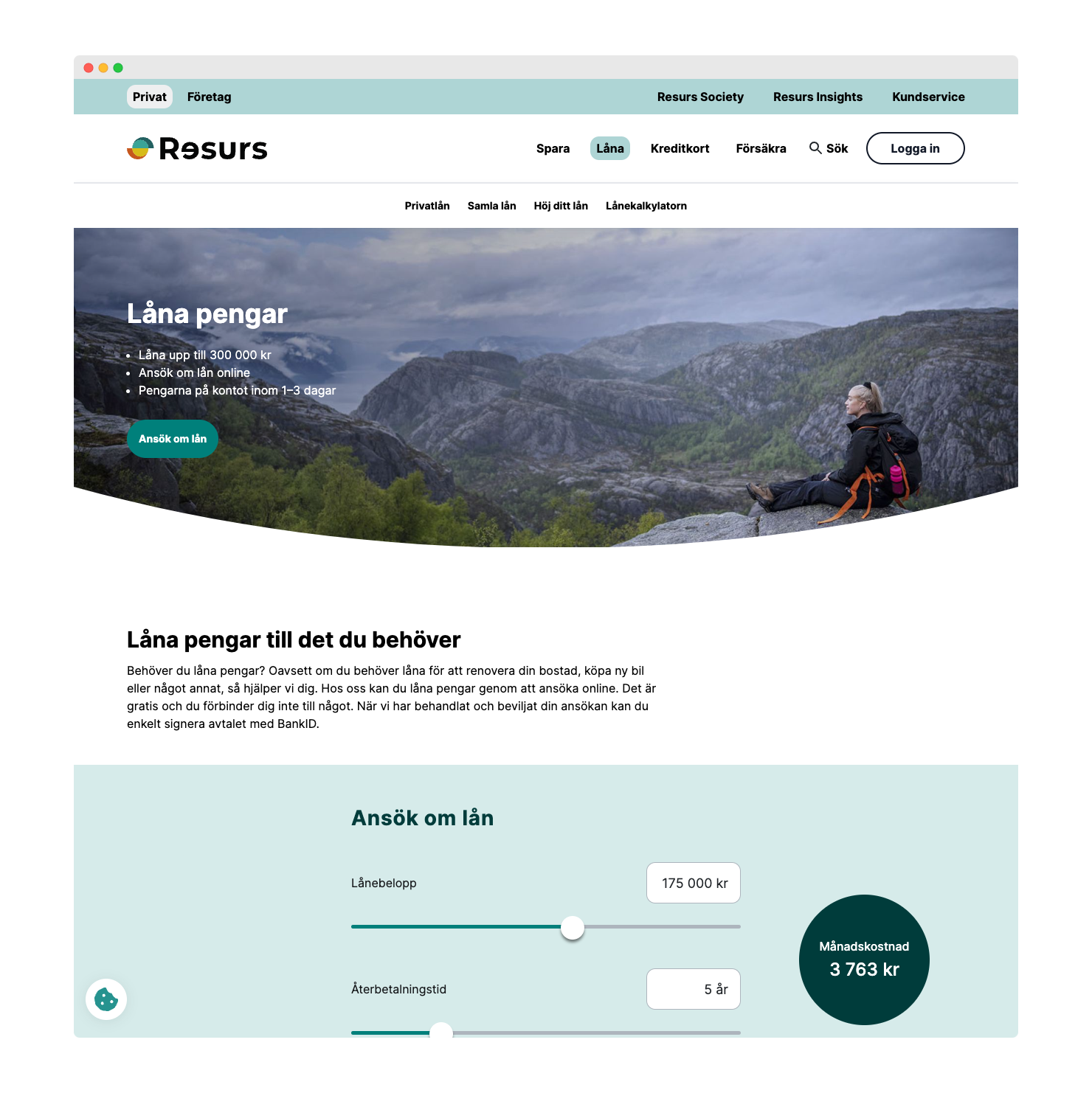 Resurs bank hemsida